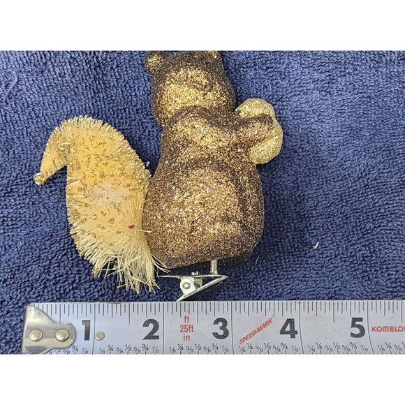 Vintage Squirrel Christmas Tree Clip On Ornament Sparkly Gold‎ - Picture 5 of 6